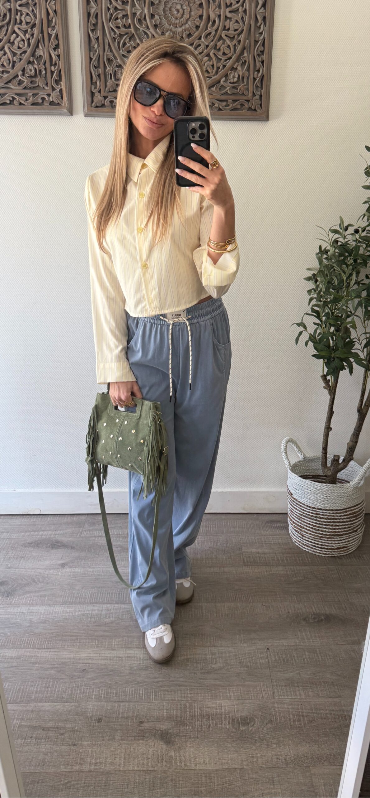 Am stripe blouse short yellow