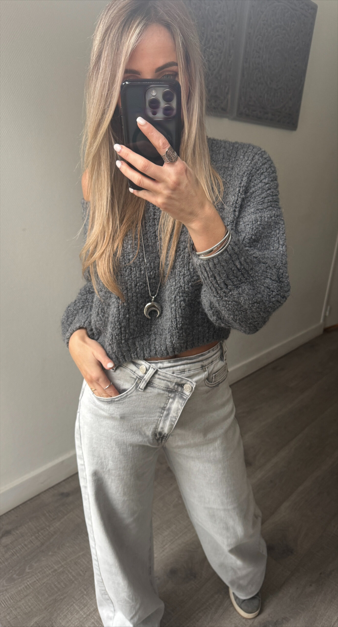 Ava off shoulder grey sweater
