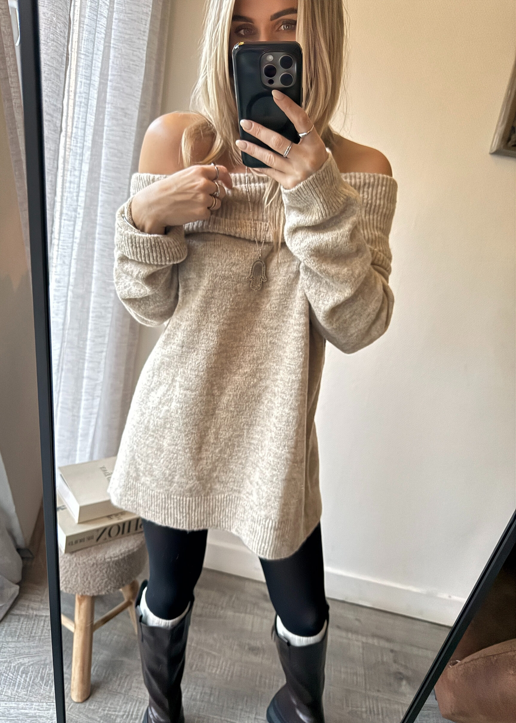 maya off shoulder sweater