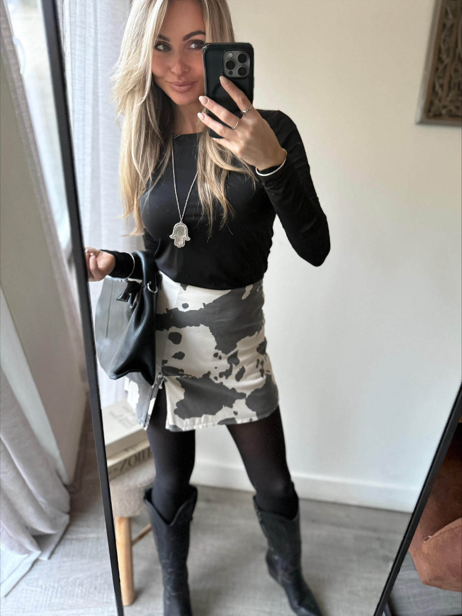 cow skirt grey white